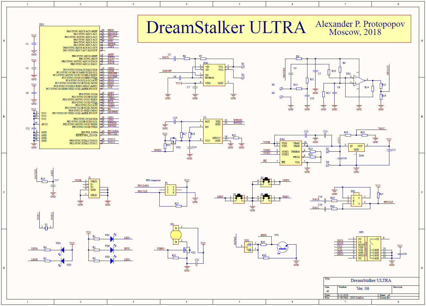 Разработка электроники, принципиальная схема прибора DreamStalker Ultra